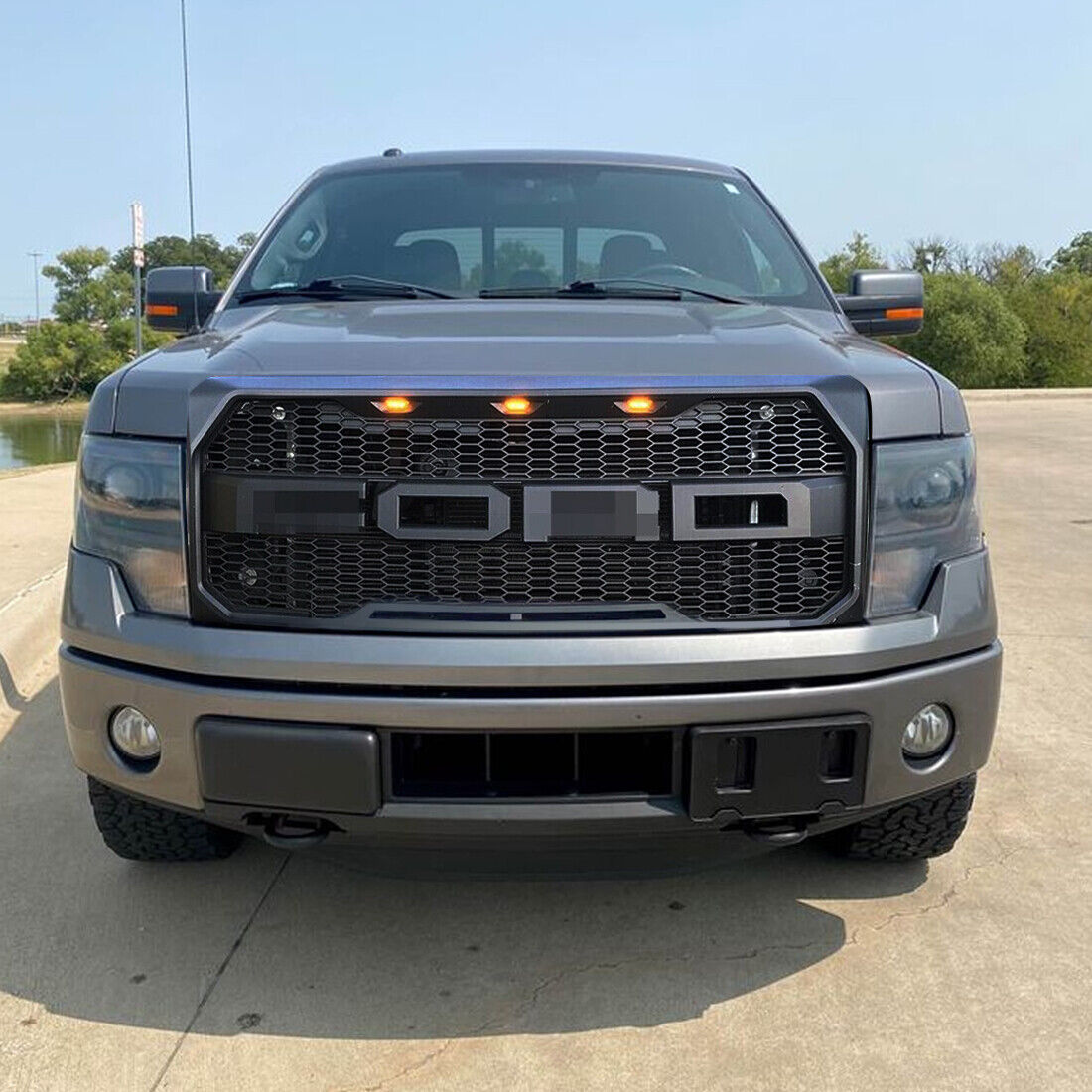 Led Matte Light Grille Front Bumper w/Amber Light for 2009-2014 Ford F150