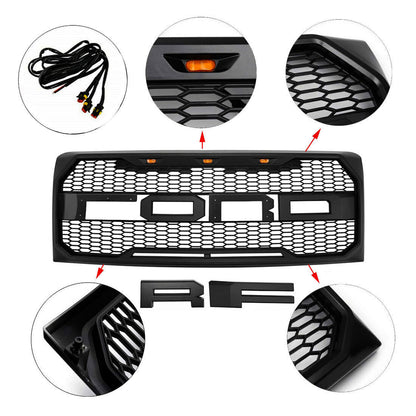 Led Matte Light Grille Front Bumper w/Amber Light for 2009-2014 Ford F150