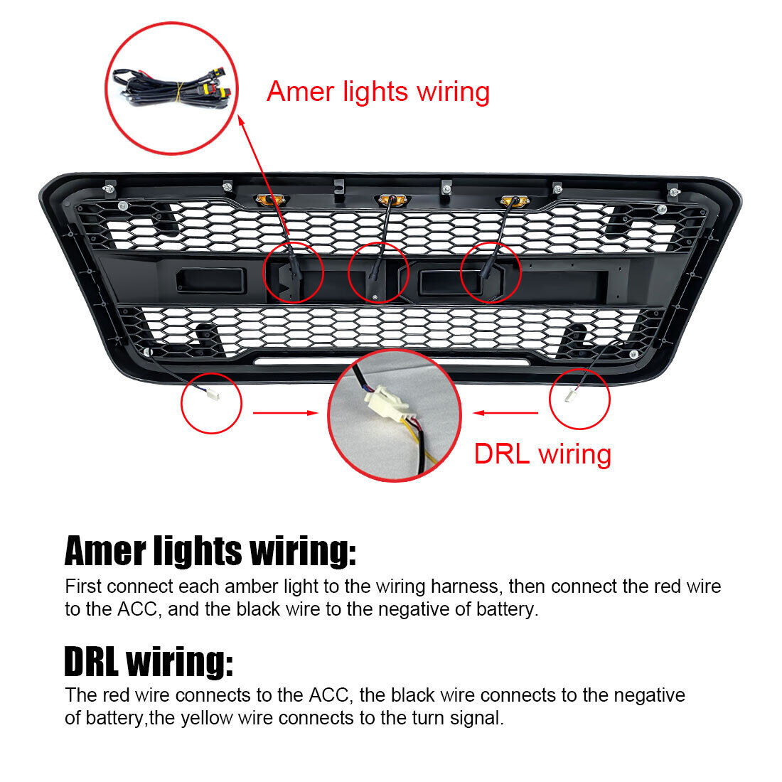 Front Bumper Grille Raptor Style W/DRL&Turn Signal Lights for 2004-2014 Ford F150