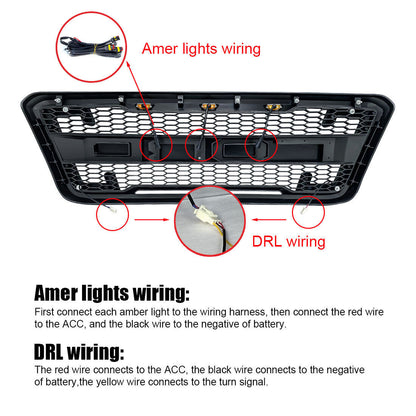 Front Bumper Grille Raptor Style W/DRL&Turn Signal Lights for 2004-2014 Ford F150