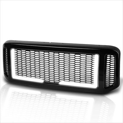 Front Bumper Grille Frame w/LED Light Bar for 2005-2007 Ford F250-F550 SD Honeycomb Grill