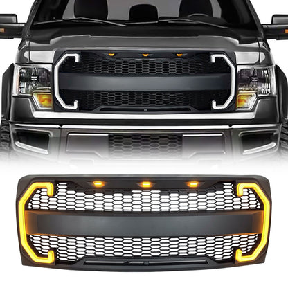 Front Bumper Grille Raptor Style W/DRL&Turn Signal Lights for 2004-2014 Ford F150