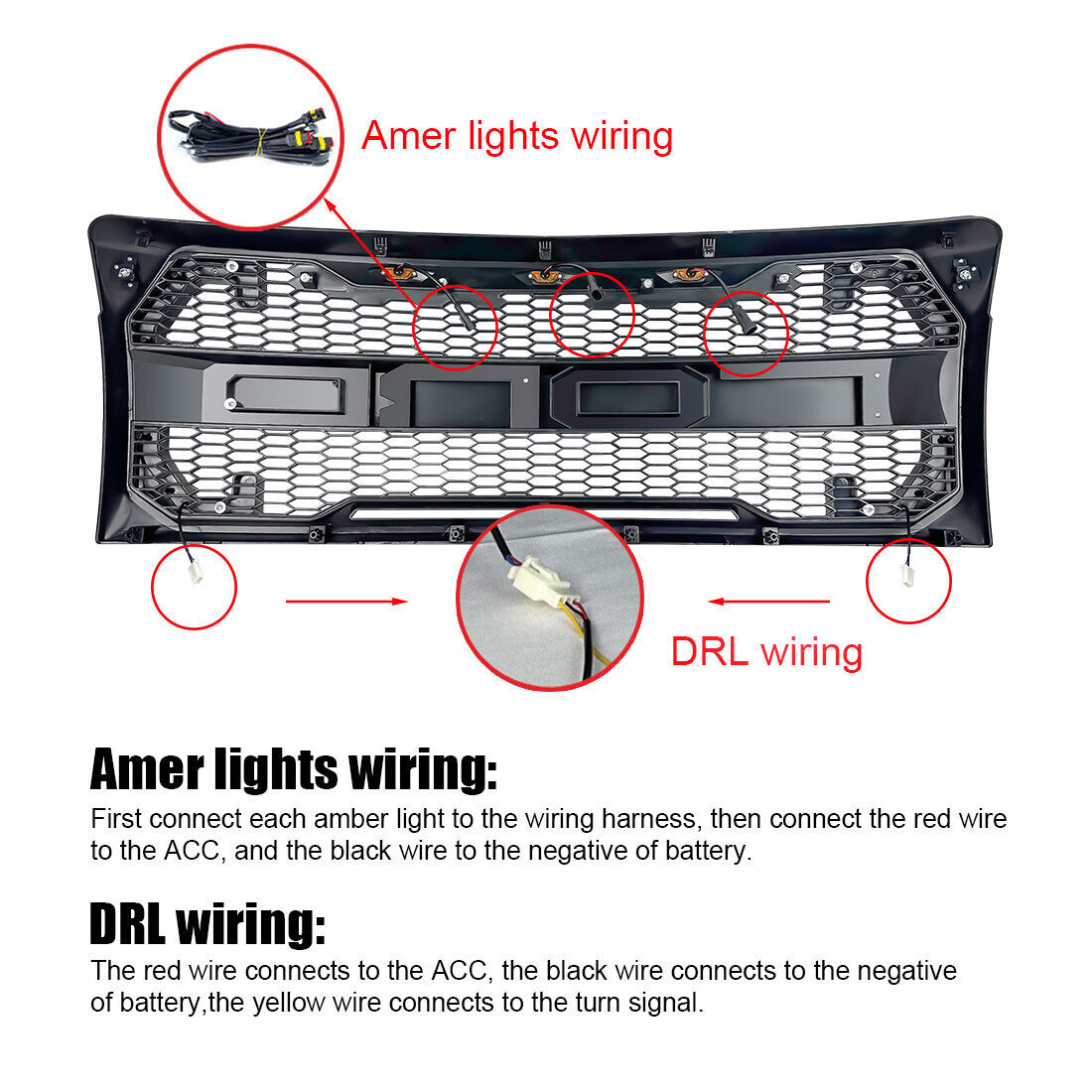 Front Bumper Grille Raptor Style W/DRL&Turn Signal Lights for 2004-2014 Ford F150