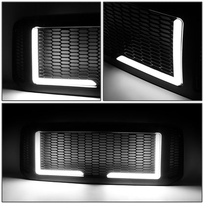 Front Bumper Grille Frame w/LED Light Bar for 2005-2007 Ford F250-F550 SD Honeycomb Grill