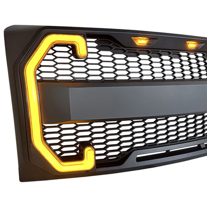 Front Bumper Grille Raptor Style W/DRL&Turn Signal Lights for 2004-2014 Ford F150