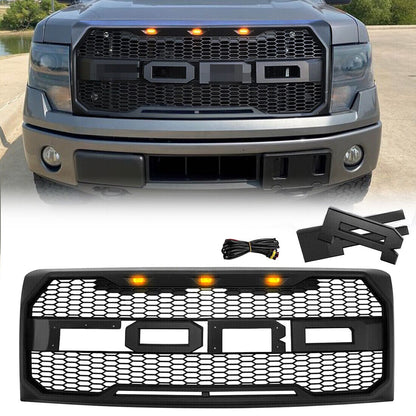 Led Matte Light Grille Front Bumper w/Amber Light for 2009-2014 Ford F150