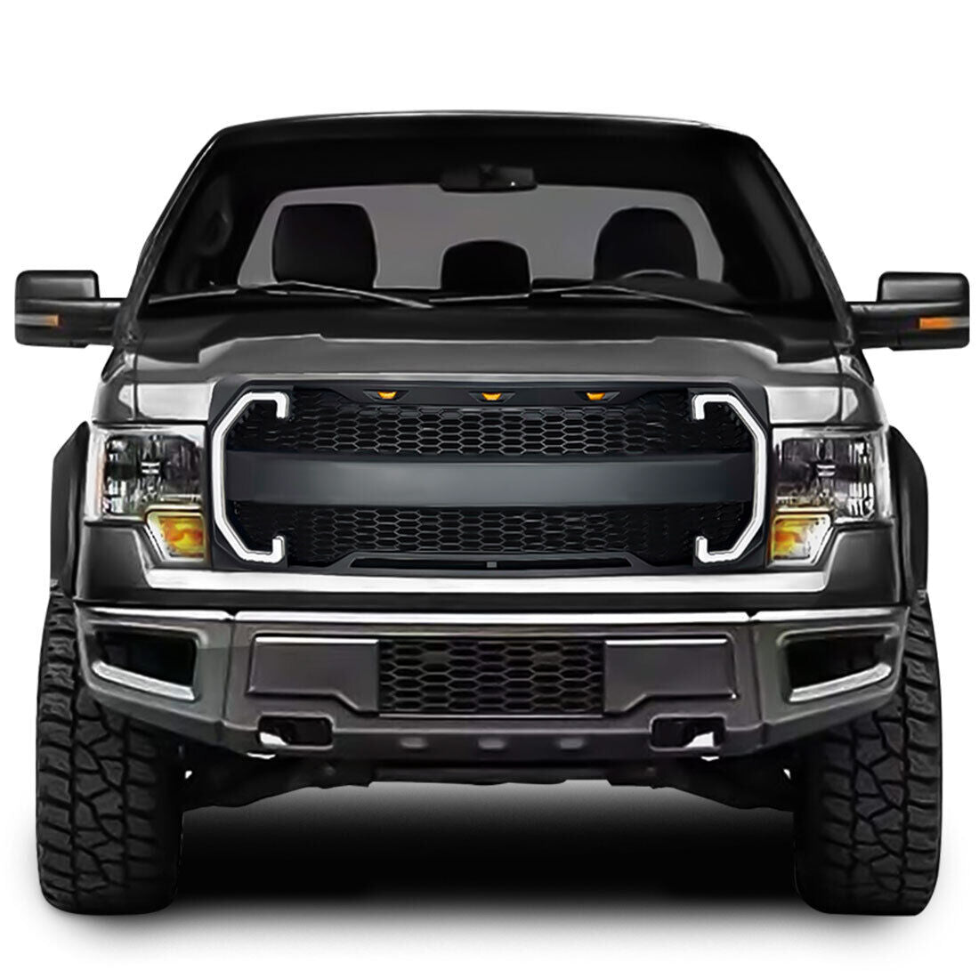 Front Bumper Grille Raptor Style W/DRL&Turn Signal Lights for 2004-2014 Ford F150