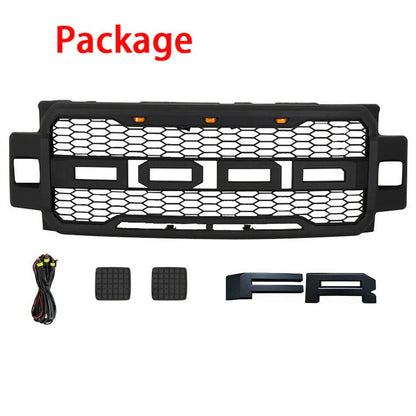 Raptor Style Front Bumper Grille For 2017-2019 Ford F250 F350 Super Duty w/3 Amber LED