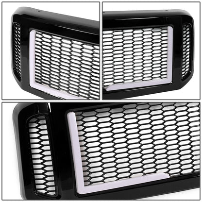 Front Bumper Grille Frame w/LED Light Bar for 2005-2007 Ford F250-F550 SD Honeycomb Grill