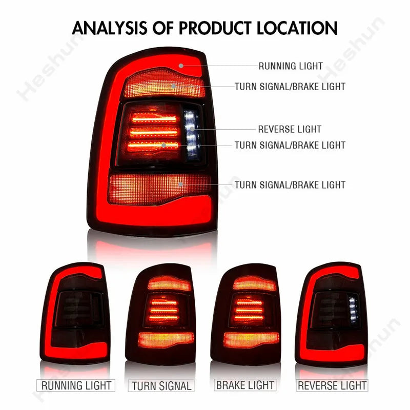 RGB Color Focus Tail Lights Assembly For Dodge RAM 1500 2500 3500 XB Gen 2 V6 V8 2009 - 2018 Taillamp Taillight Rear Brake Lamps