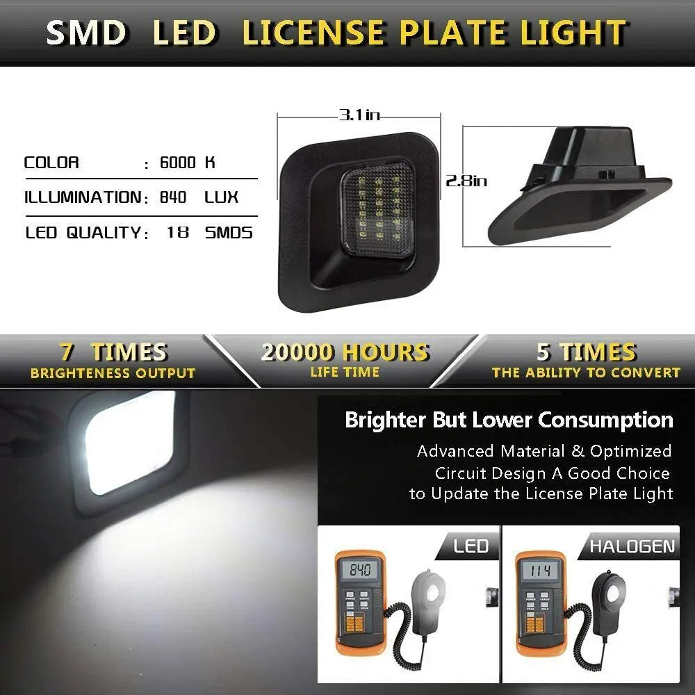 LED License Plate Light for 2003-2018 Dodge RAM 1500 2500 3500 Pickup Truck, 6000K Diamond White, Tag Lamp Assembly 1pair