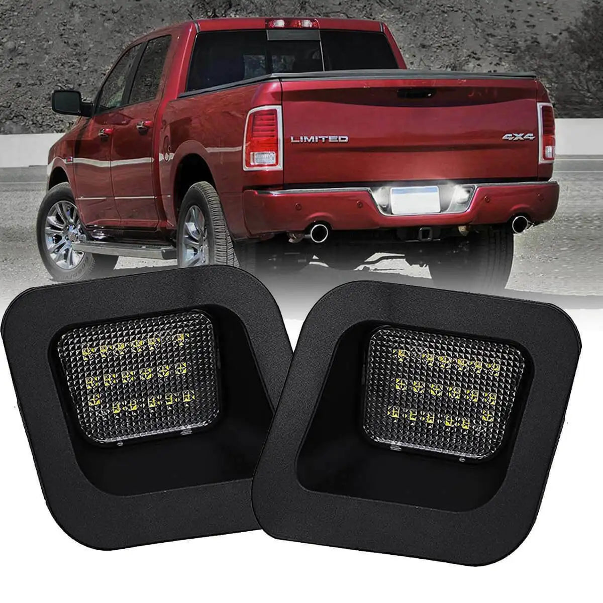 LED License Plate Light for 2003-2018 Dodge RAM 1500 2500 3500 Pickup Truck, 6000K Diamond White, Tag Lamp Assembly 1pair