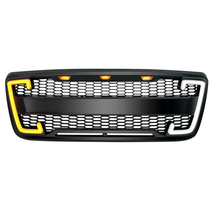 Front Bumper Grille Raptor Style W/DRL&Turn Signal Lights for 2004-2014 Ford F150