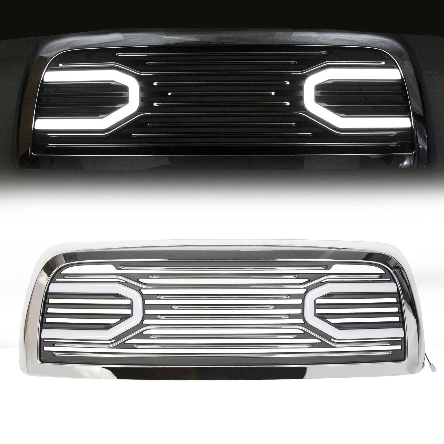 Front Bumper Chrome Grille Shell & Lights For 10-18 Dodge Ram 2500 3500