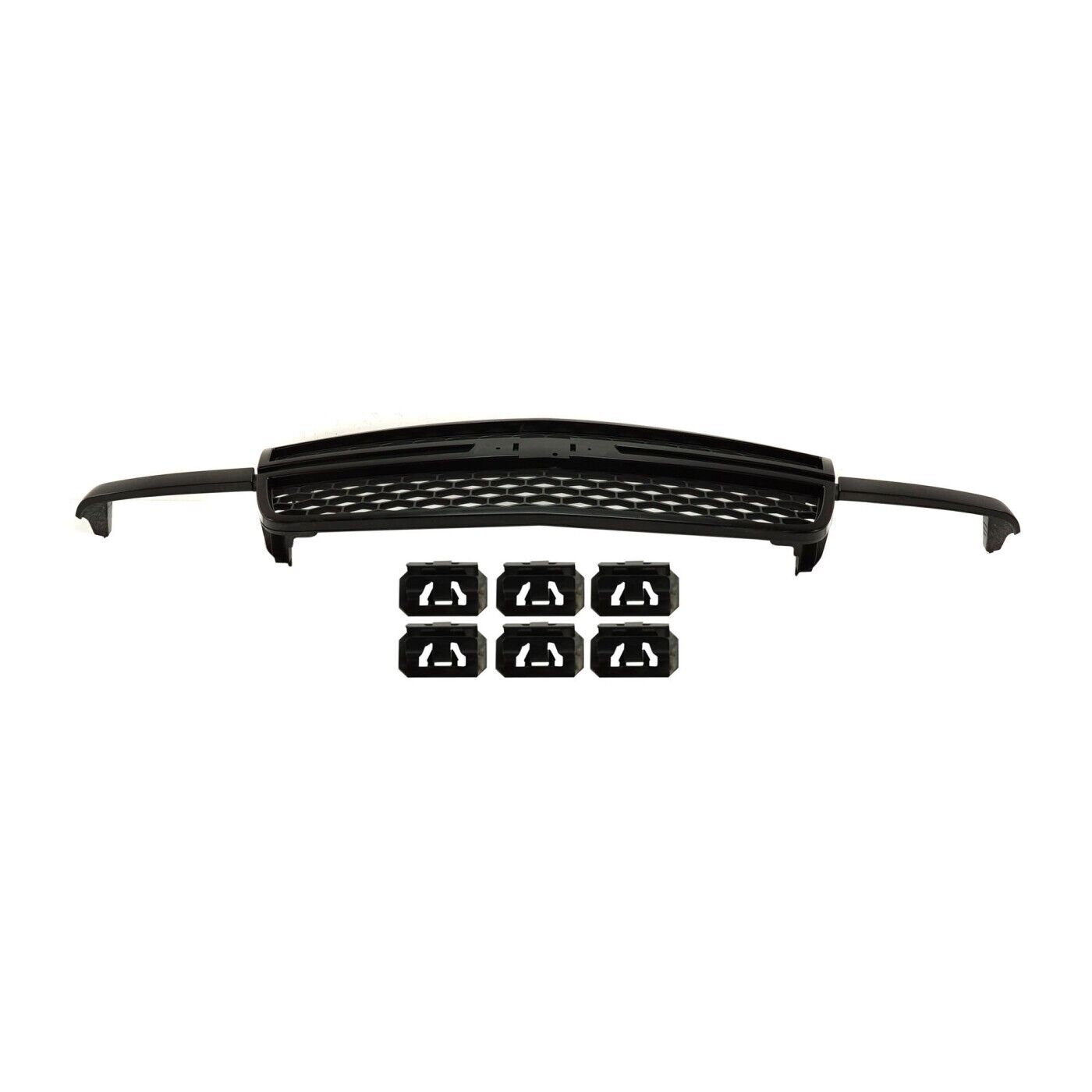 Front Upper Bumper Hood Grille for 2003-2006 Silverado 1500 2500 HD Textured Black Shell and Insert