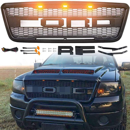 Front Bumper Grill Grille Raptor Matte Black For 2004-2008 Ford F150 F-150