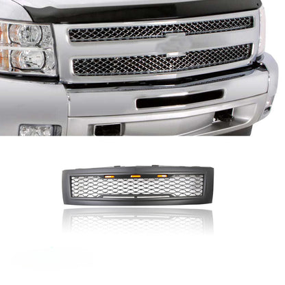 Hood Upper Grille Shell w/Light Black for 2007-2013 Chevy Silverado 1500