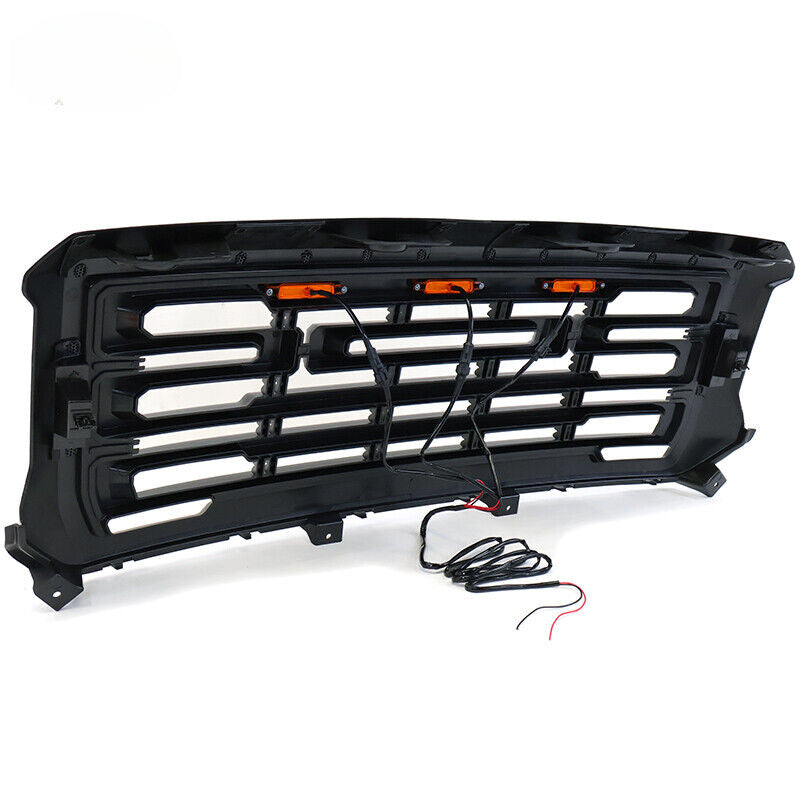 Led Matte Light Grill Front Upper Bumper Hood Grille for 2014-2015 Chevy GMC Sierra 1500