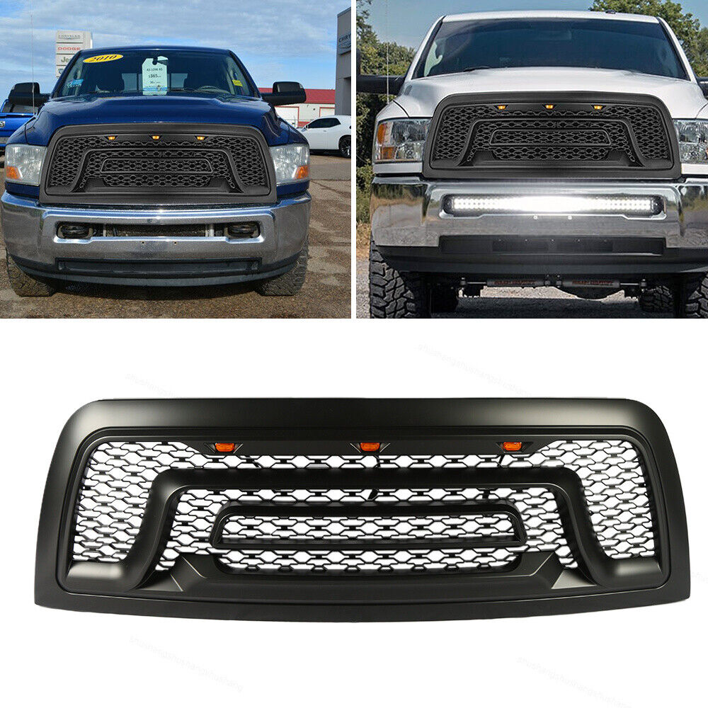 Grille Front Bumper Upper Black W/LED Light Fits 2010-2018 Dodge Ram 2500 3500