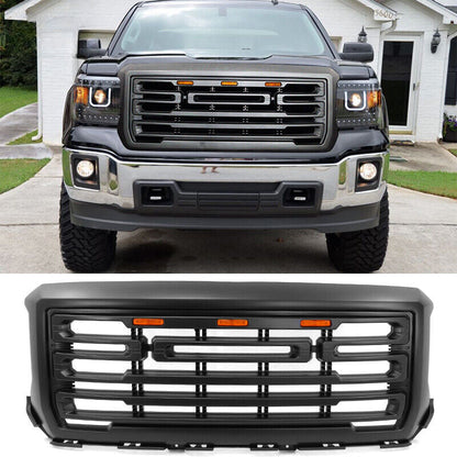 Led Matte Light Grill Front Upper Bumper Hood Grille for 2014-2015 Chevy GMC Sierra 1500