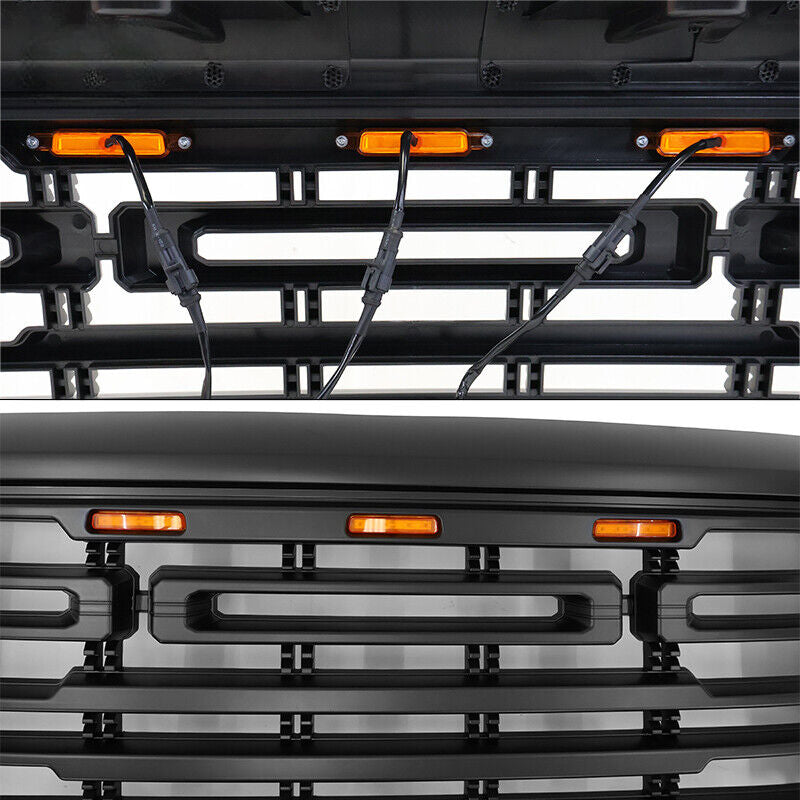 Led Matte Light Grill Front Upper Bumper Hood Grille for 2014-2015 Chevy GMC Sierra 1500