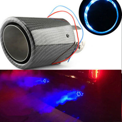 2X Universal Exhaust Muffler Tip Tail Pipe Red Luminous LED For 35-63mm Inlet